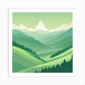 Misty mountains background in green tone 145 Art Print