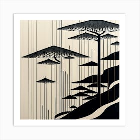 'Trees In The Rain' Art Print