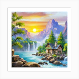 Multicolored landscape. 2 Art Print