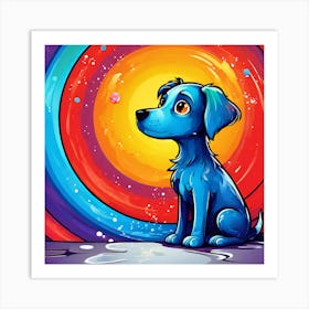 Blue Dog art print Art Print