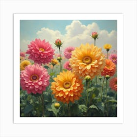 Beautiful Dahlias Poster