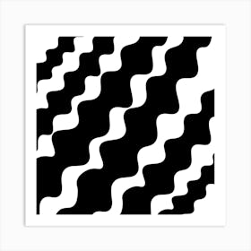 Black Wavy Pattern Art Print