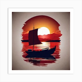 Sailboat At Sunset 15 Art Print