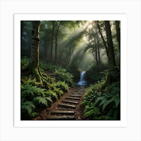 Waterfall In The Forest 89 Art Print