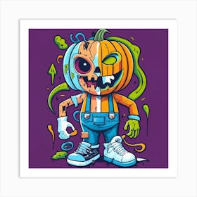 Zombie Pumpkin Art Print