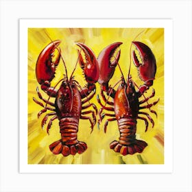 Langoustines On Yellow (3) Art Print