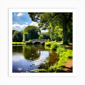 Bridge Over A Pond Art Print