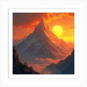 Sunset Over Mountains Art Print