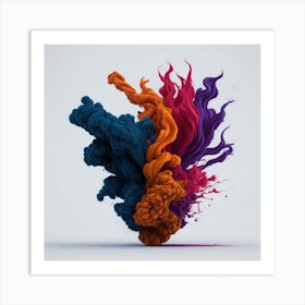 Leonardo Diffusion An Explosion Of Colorfull Smoke On White Ba 0 Art Print
