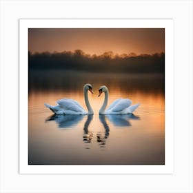 Two Swans In Love Art Print