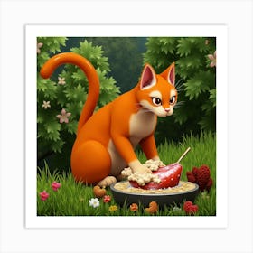 Asm An Orange Cat Cooks A Fish In The Nature B44a0ef5 7408 457c B4f9 D262043ccda6 Art Print