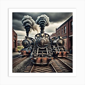 Steam Trains created using Imagine AI Art Art Print