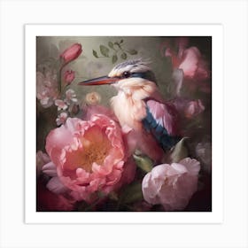 Kingfisher In Bloom Art Print