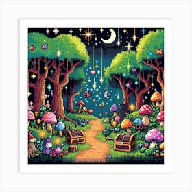 8-bit enchanted forest Art Print