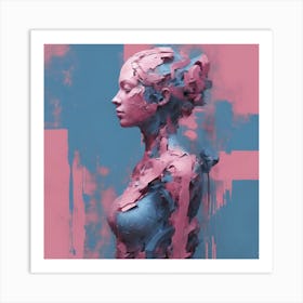 Deconstructed Blue And Pink Figure 7 Art Print