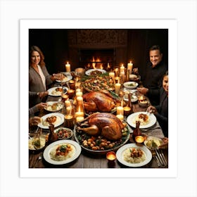 An Age Old Thanksgiving Feast Smothered In The Aroma Of Perfectly Roasted Delicacies From Succulen 1 Art Print