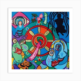 Abstract Figurative / Zodiac Sign Virgo / 40x40cm Art Print