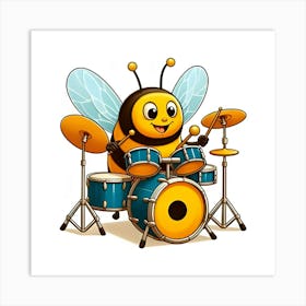 A Buzzing Bee With A Drum Kit That’S Also A Beehive 3 Art Print