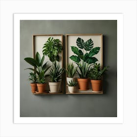 Three Plants On A Wall Art Print