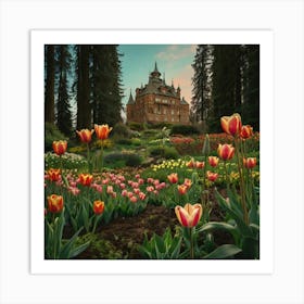 Tulips In The Garden 46 Art Print