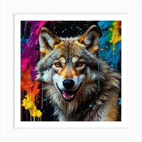 Colorful Wolf Art Print