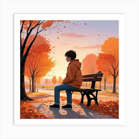 Alone Boy In Whimsical Scene Art Print (1) 1 Art Print