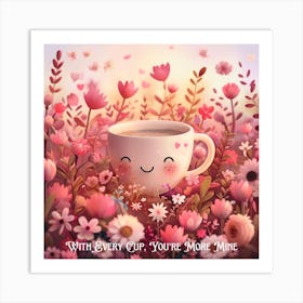 Love Coffee Cup Valentine Art Print