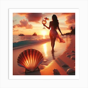 Sunset On The Beach 1 Art Print