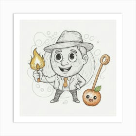 Man With A Torch Art Print