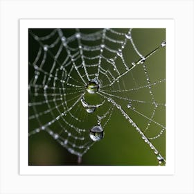 Spider Web With Water Droplets Art Print