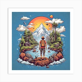 Man Looking At The Mountains Art Print