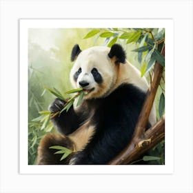 Panda Bear Eating Bamboo 1 Art Print