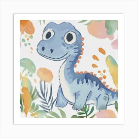 Cute Muted Utahraptor Dinosaur  2 Art Print