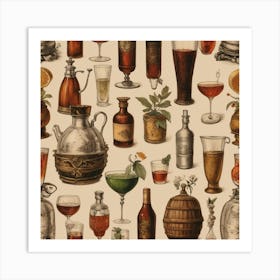 Default Drinks In The Style Of Different Historical Epochs Aes 0 Art Print