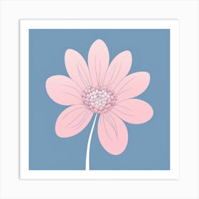 A White And Pink Flower In Minimalist Style Square Composition 271 Art Print