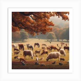 Herbst Animals Art Print