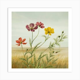 Cosmos Wildflower Vintage Art Print