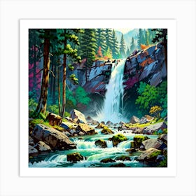 Waterfall In The Forest 3 Art Print