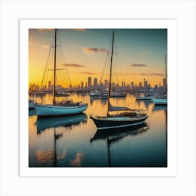 Sunset In Melbourne Art Print