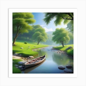 Canoe In The River Art Print