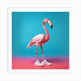 Flamingo On Sneakers Art Print