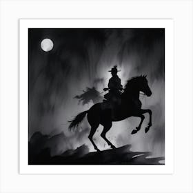 Cowboy On Horseback Art Print