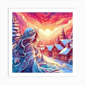 Winter Village 3 Art Print