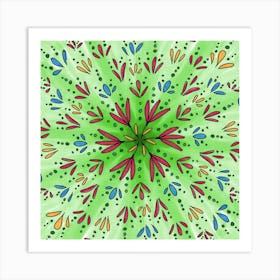 Flower Mandala Art Drawing Spring Background Art Print