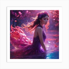 Beautiful Girl In Water Art Print