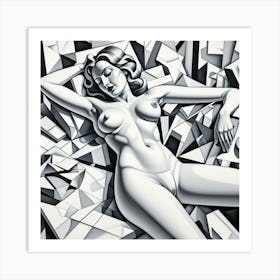 Reclining Woman Monochrome Art Print