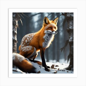 Fox In The Woods 35 Art Print