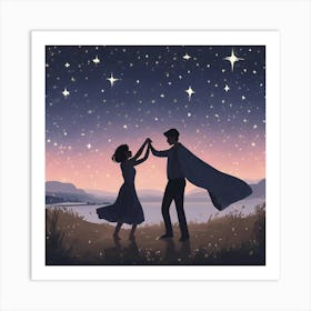 Couple Dancing Under The Stars Art Print