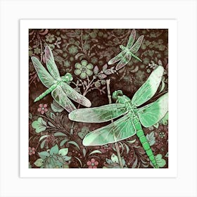 Dragonflies -Green Art Print