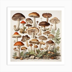 Collection Of Mushrooms Art Print